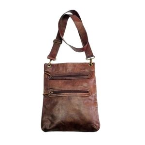 Avorio Genuine Italian Leather Crossbody Brown Bag